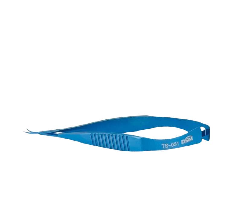 TS-031 - Vannas Scissors 82mm, curved, sharp tips, tip to pivot length 9.5mm