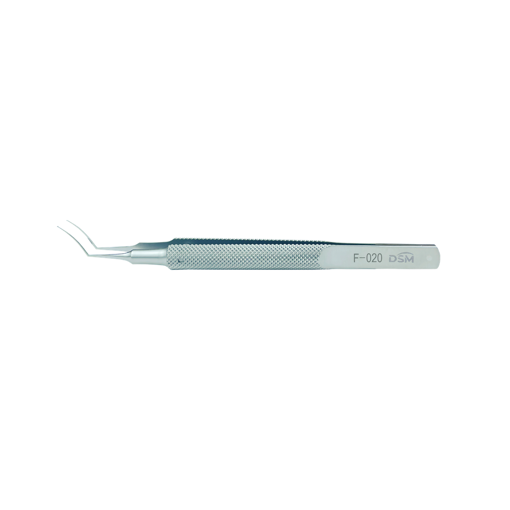 F-020 Pinza MICS Capsulorhexis Ejes curvados, mango redondo MICS 105 mm, incisión de 1.8 mm