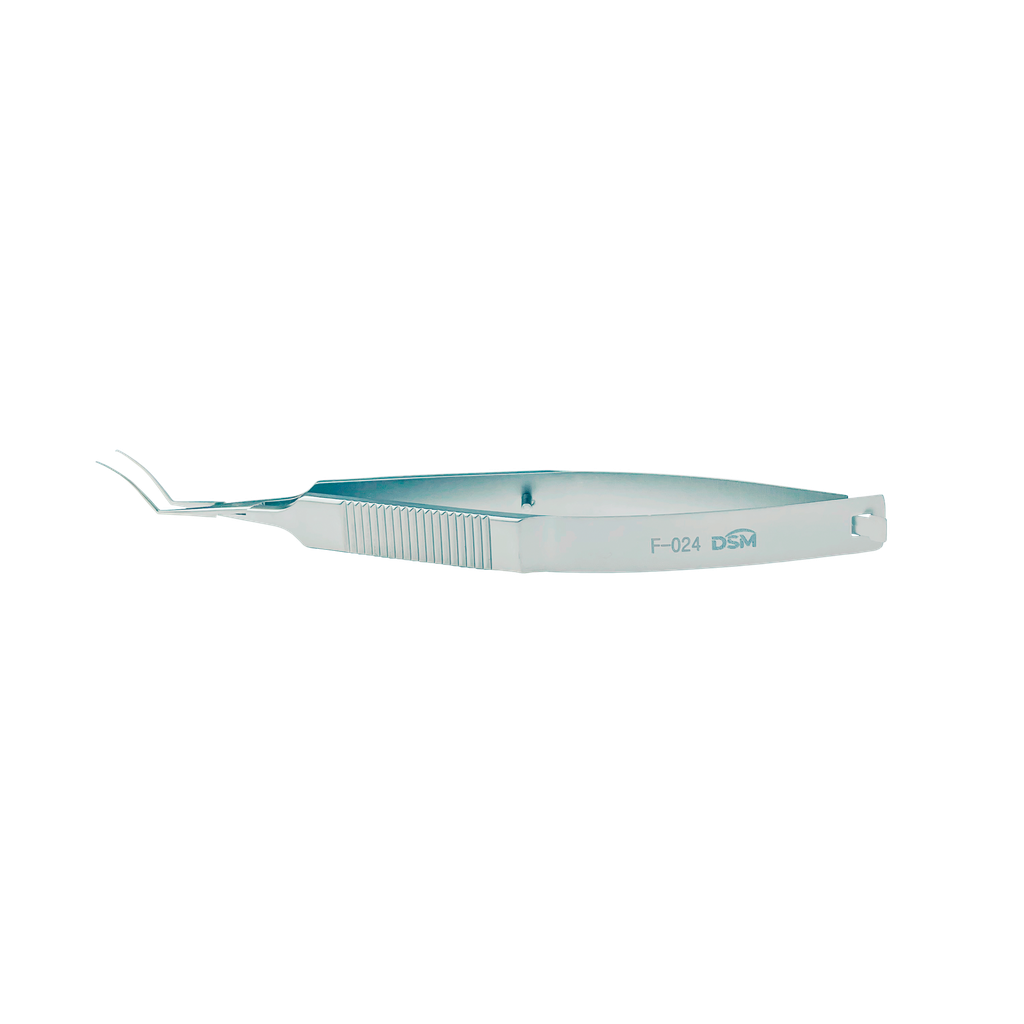 F-024 Pinza Capsulorhexis Ejes curvados, puntas de agarre delicadas MICS 120 mm, incisión de 1.8 mm
