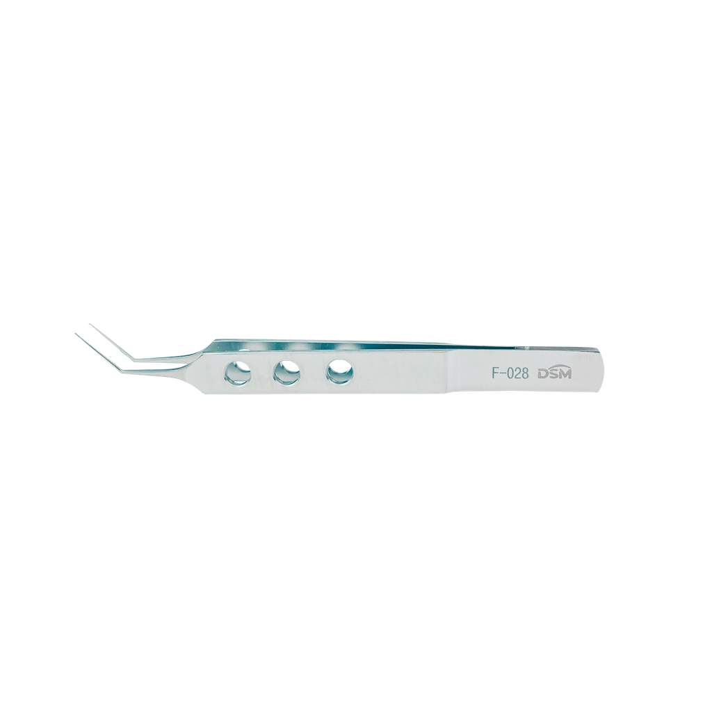 F-028 Pinza Capsulorhexis Ejes rectos, con plataformas de atar MICS 105 mm, incisión de 1.8 mm