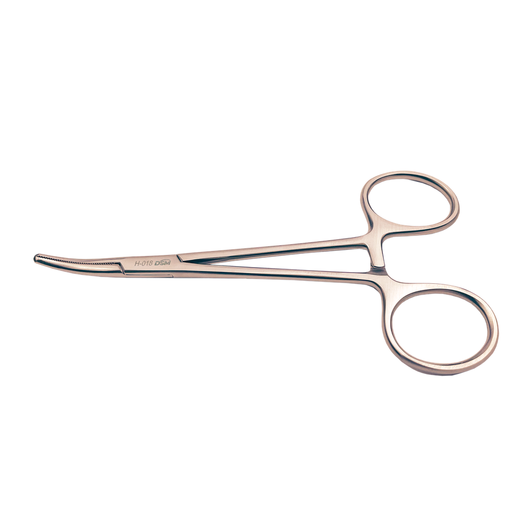 H-018 Pinza de Mosquito 125 mm, mandíbulas dentadas curvas de 24 mm