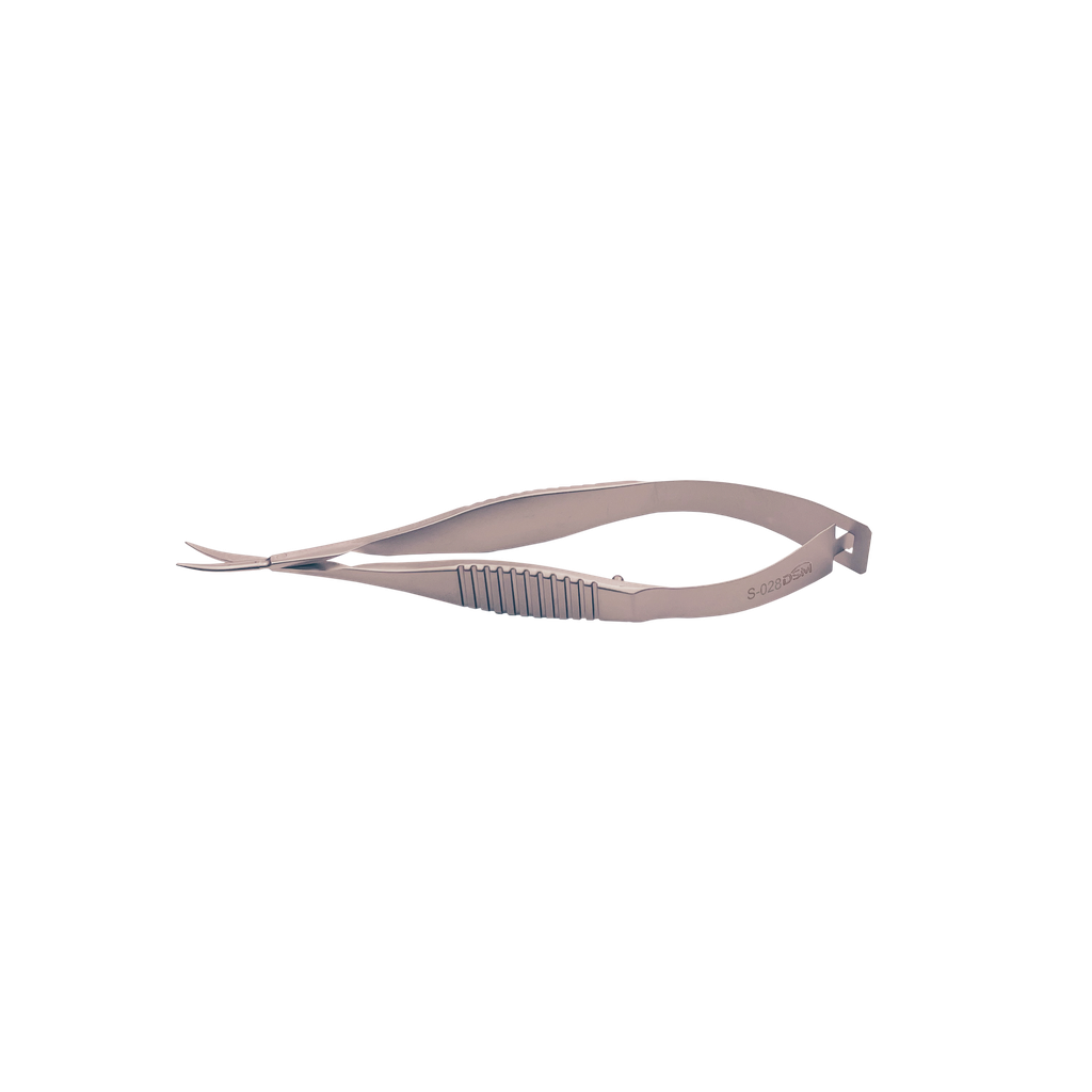 S-028 Tijera de Vannas para Capsulotomía Curva, Punta afilada, 87mm, 10.5mm 