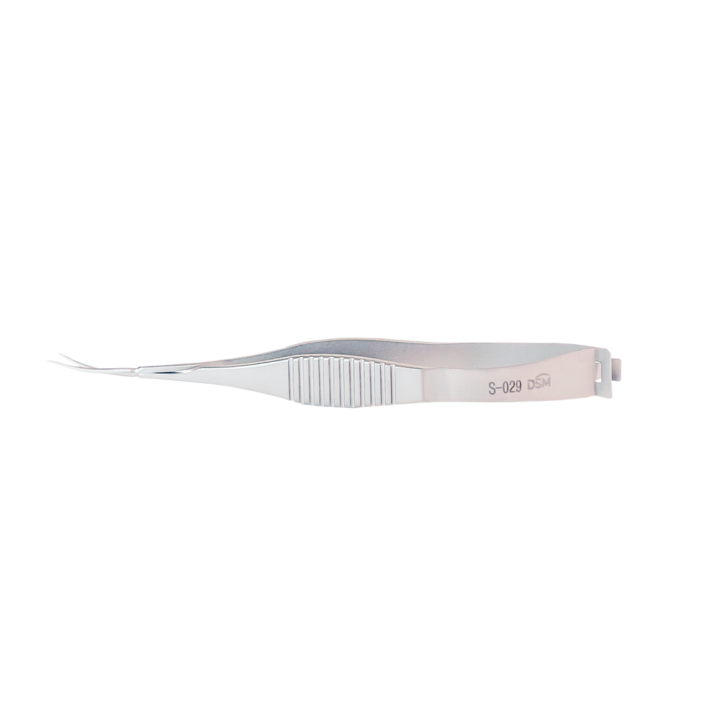 S-029 Tijera de Vannas para Capsulotomía Curva, Punta afilada, 88mm, 12mm 