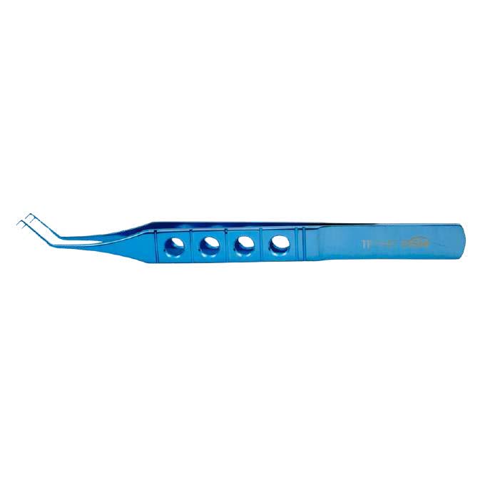 TF-147 Polack Corneal Suturing Forceps 115 mm, 0,12 mm, 1×2 teeth, angled shafts, flat handle