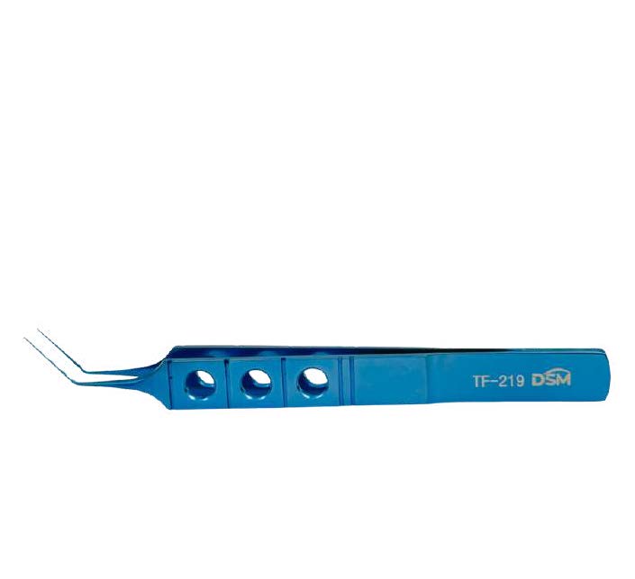 TF-219 Pinzas de capsulorrexis de 105 mm, mangos rectos, puntas de agarre muy delicadas, mango plano