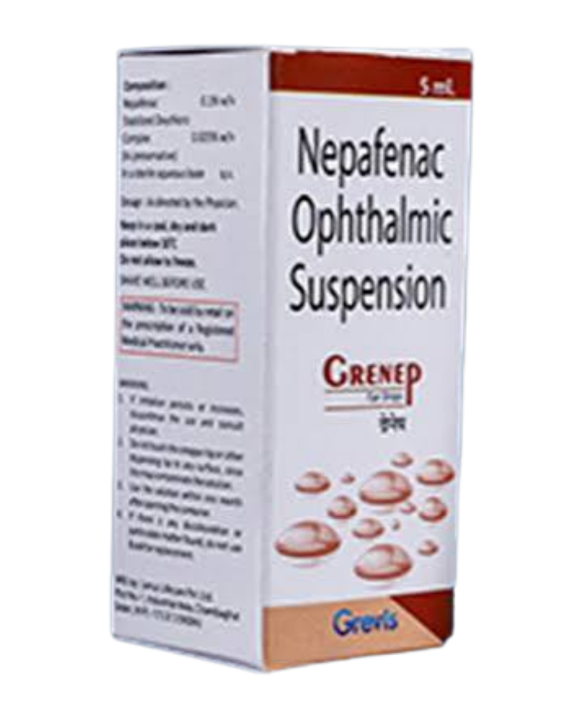 Nepafenac solución oftálmica al 0,1% w/v de 5ml. GRENEP -Greivis Pharma.
