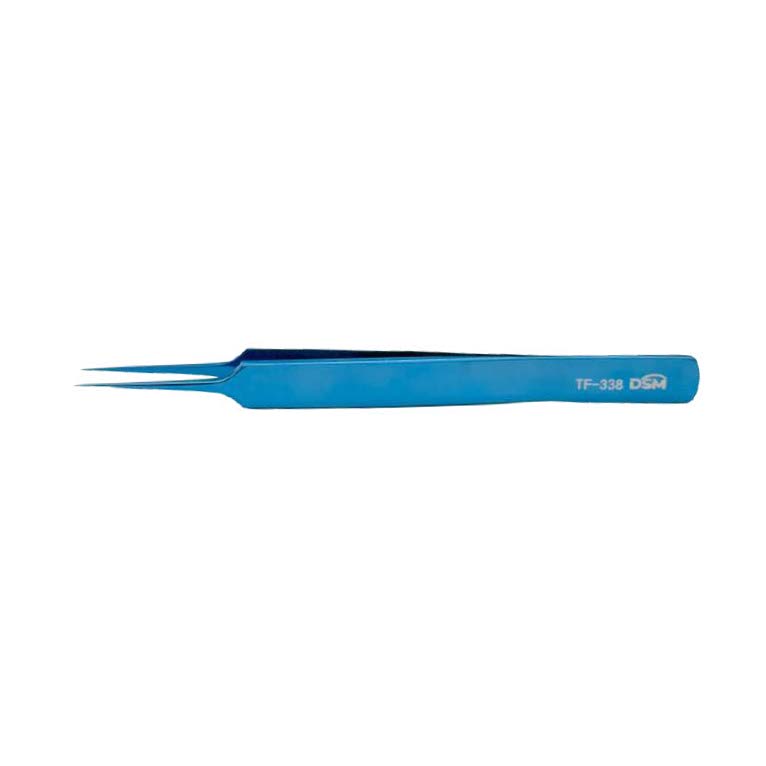 TF-338 Jeweler Forceps 115 mm, Straight, 0.05 x 0.01mm tip, flat handle