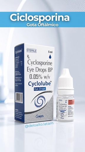 Ciclosporina al 0.05% p/v de 5ml. CYCLOLUBE. Greivis Pharma.