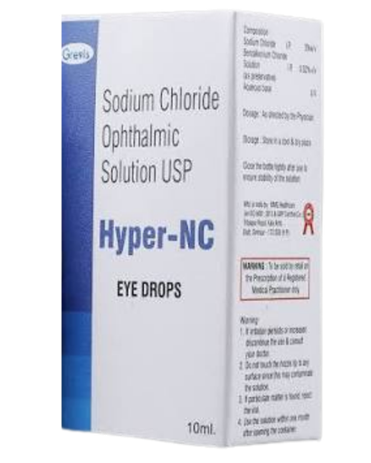 Sodium Chloride in 5% w/v eye drop of 10ml. (Hyper NC). Greivis Pharma.