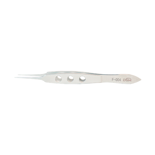 [F-004 ] F-004   Pinzas Dentadas Recta con plataformas de atar, mango plano 105 mm, 0.12 mm, 1 x 2 dientes