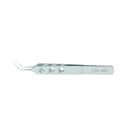 [F-018 ] F-018 Pinza Capsulorhexis Ejes curvados, con plataformas de atar MICS 105 mm, incisión de 1.8 mm