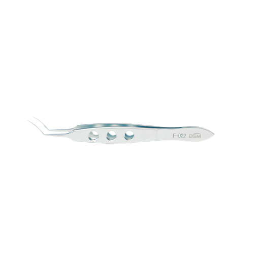 [F-022 ] F-022 Pinza Capsulorhexis Ejes curvados, con plataformas de atar MICS 105 mm, incisión de 1.8 mm