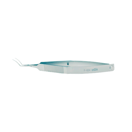 [F-024 ] F-024 Pinza Capsulorhexis Ejes curvados, puntas de agarre delicadas MICS 120 mm, incisión de 1.8 mm