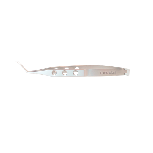 [F-035 ] F-035 Pinza MICS Capsulorhexis Acción cruzada, ejes curvados, puntas de agarre delicado 115 mm, incisión de 1.8 mm